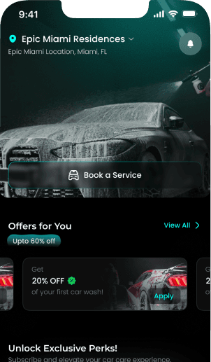 Washee app home screen